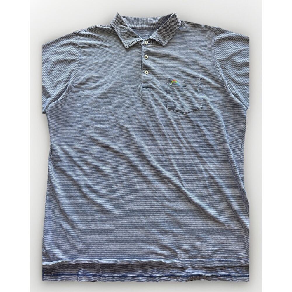 B Draddy Polo Shirt XL Blue Stripe Pima Cotton Stretch Golf Casual Men